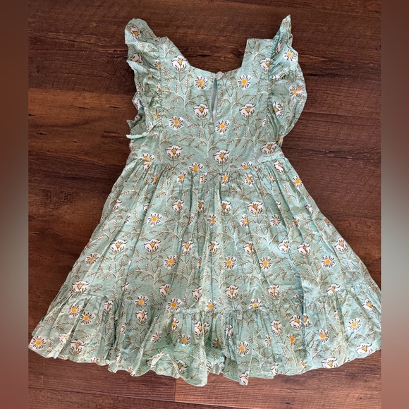 Pink Chicken Green Floral Kids Dress - Picture 2 of 3